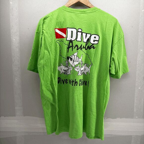 Dive Aruba I Dive With Clive Green Mens XL Shirt Flag Graphic Shirt - Picture 3 of 5